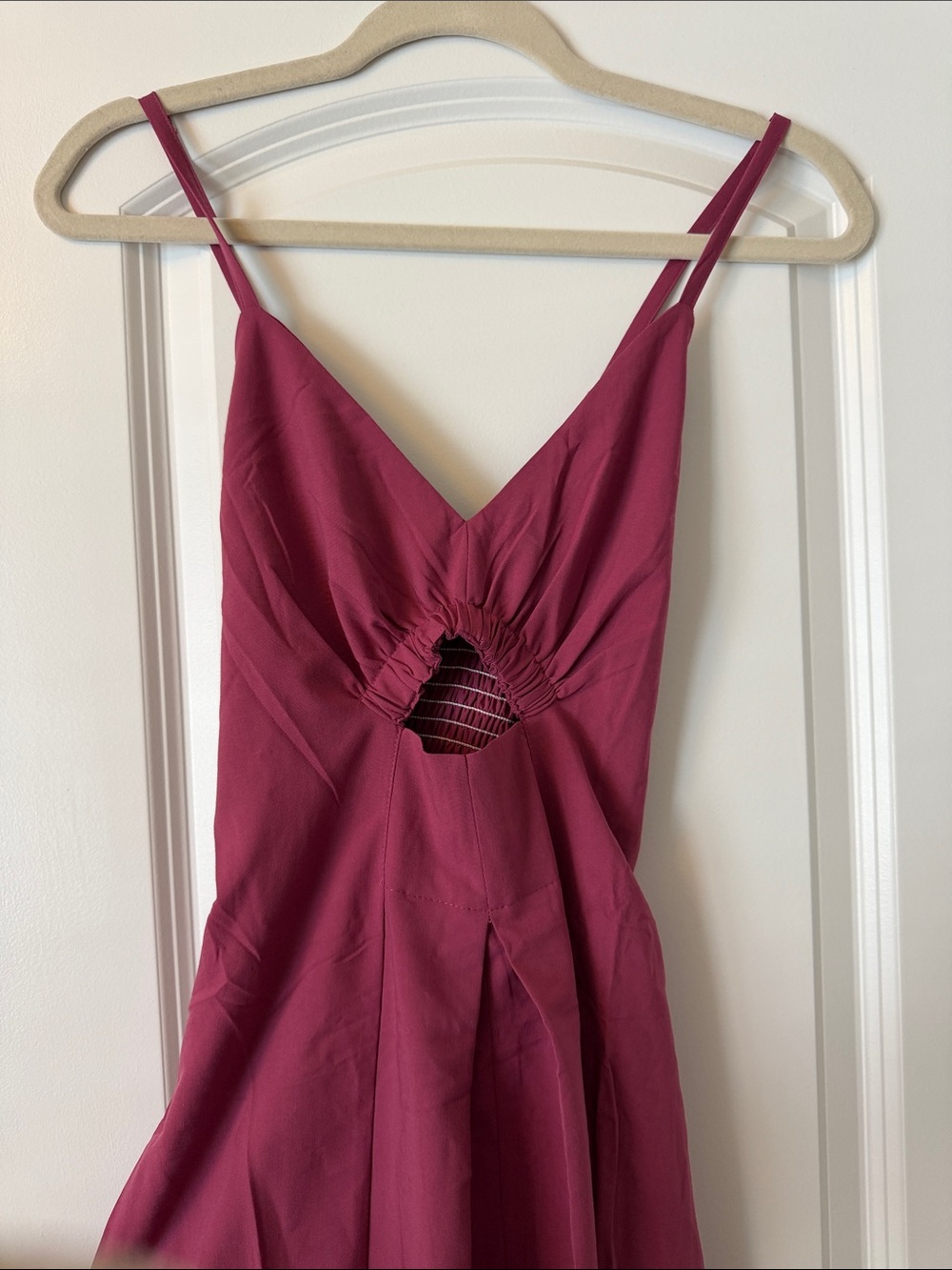 Mauve Cutout Spaghetti Strap midi Dress